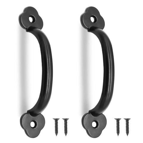 12 Pack Rustic Barn Door Handles Set 4 Inch Length Hole To Hole 3.2 Inches Metal Gate Pull Handles With Screws Black Finish