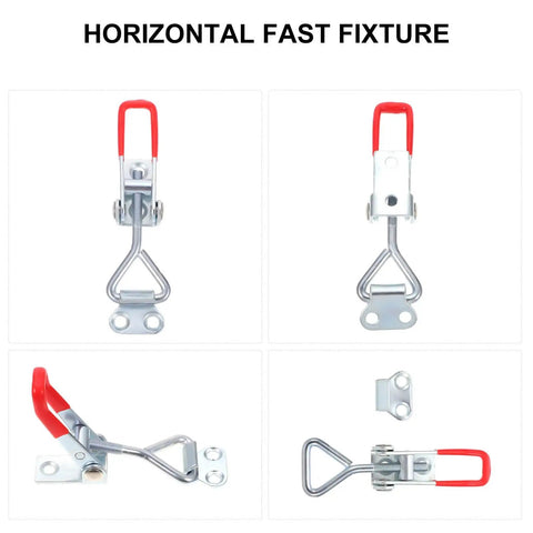 Eight Piece Adjustable Iron Toggle Latch Clamps With Quick Release For Boxes Doors And Cabinets Zinc Plated For Workholding And Tool Fixtures
