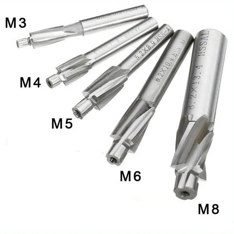 HSS Counterbore End Mill Set M3 To M8 For Pilot Slotting And Countersinking Milling Cutter And Flat Counterbore Drill Bit Kit