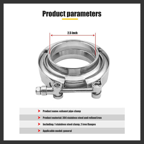 Stainless Steel Exhaust Clamp Kit Two Point Five Inch V Band Clamp With Male Female Flange Clips for Turbo Pipe Performance