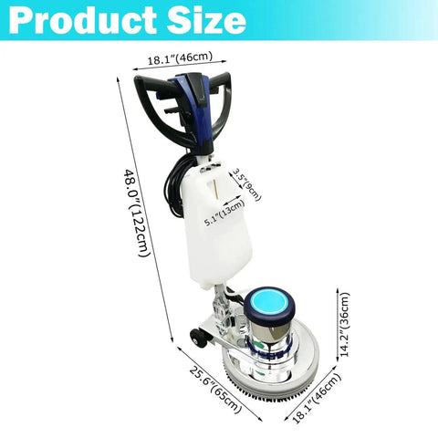 Commercial use Heavy Duty Floor Polisher And Buffer with 18 inch cleaning head, three brush heads, 175 RPM, 3 gallon tank.