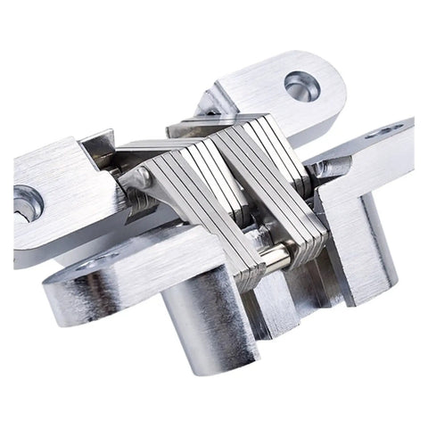 Close-up of 180 Degree Concealed Hinge For Folding Doors And Screens Beefy Heavy Duty Hidden Door Hardware With Zinc Alloy Body And Stainless Steel Bearings