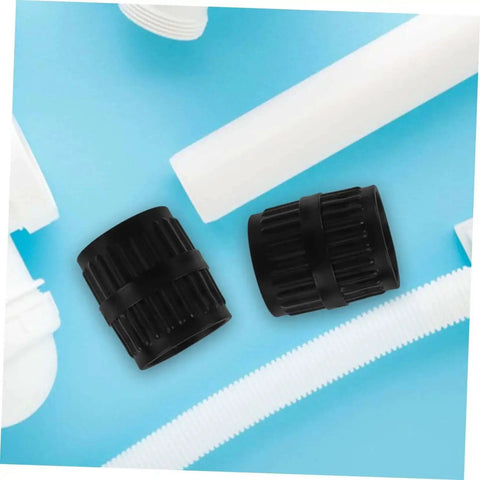 Dual Tubing Reamer Set For No Hassle Deburring on blue backdrop with pipes, compact black inner and outer tools for water and copper pipes