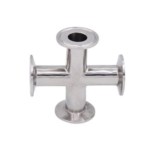 Stainless steel 4-way cross clamp for 1.5in tri-clamp fittings, 304 grade, 25mm pipe OD