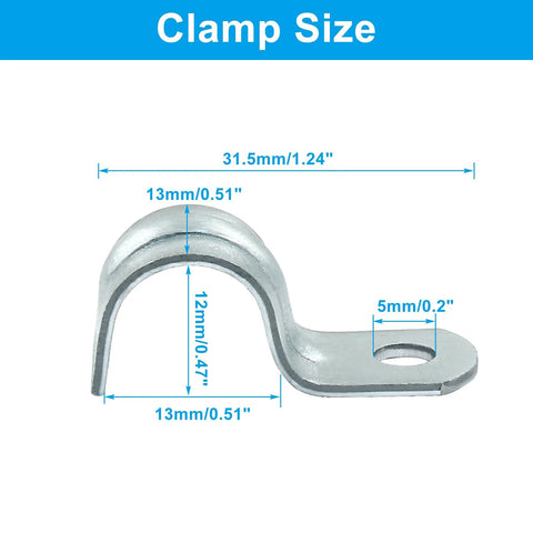 M12 pipe strap clamp, zinc-plated steel, one-hole bracket for conduit fixing