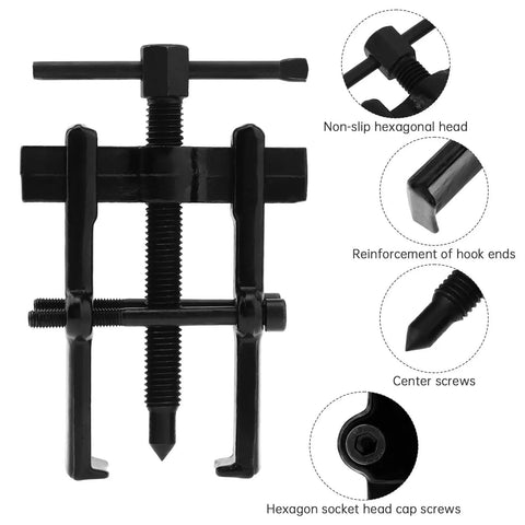 3 Inch Two Jaw Gear Puller With Adjustable CR V Steel For Bearings And Pulleys, showing front view and detailed design features.