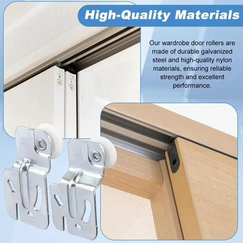 5Pcs Closet Sliding Door Roller Hardware Kit for Wardrobe Doors with Slide Track Replacement Rollers for Top Hung Sliding Doors