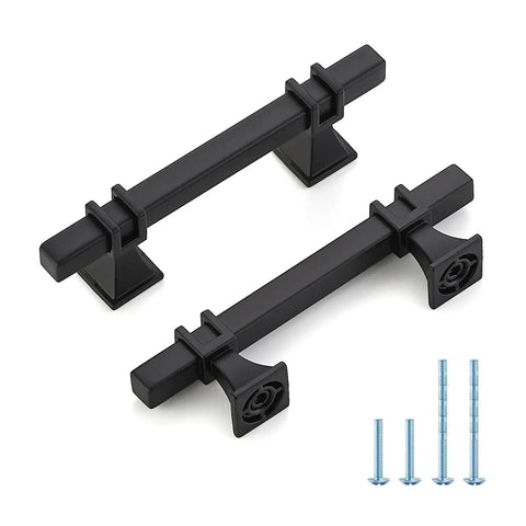 3 Inch Black Cabinet Handles 30 Pack Square Zinc Alloy Pulls with Screws