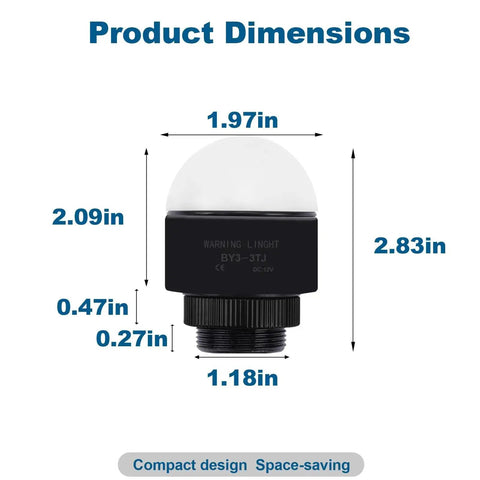 Built Tough Industrial Three Color LED Signal Tower With Buzzer for Machinery Safety dimensions diagram