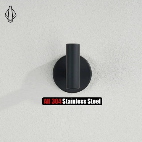 Front view of Matte Black Wall Mounted Towel Hook Made From 304 Stainless Steel