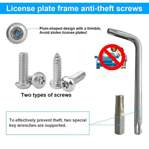 Anti Theft License Plate Screws Kit With Rustproof Stainless Steel Mounting Hardware For Front And Rear Plates M6 One Quarter Inch