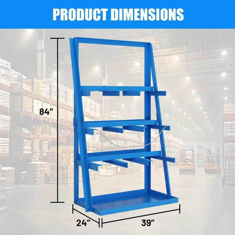 Beefy Vertical Long Parts Storage Rack With 3,000 Lb Capacity For Pipes And Lumber, Heavy Duty Pipe Organizer Shelf With Safety Chain