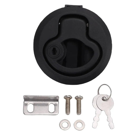 UPALDHOU round black flush-mount RV boat hatch latch with 2 keys and mounting hardware