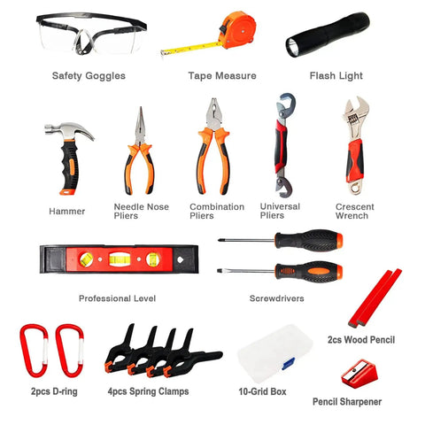 25 Pieces Kids Real Tool Kit With Real Hand Tools For Young Builders Includes Kids Tool Belt And Pouch Bag Magnetic Wristband