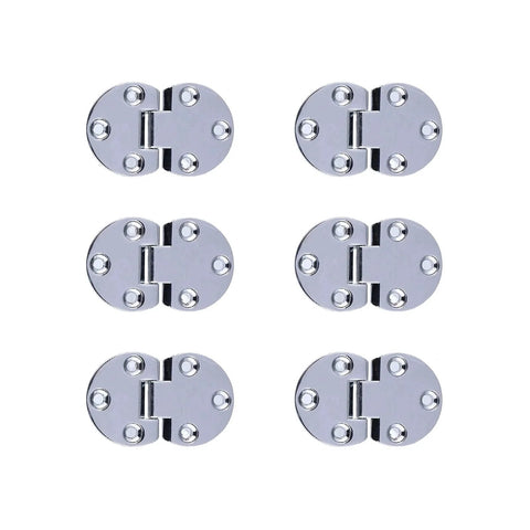 6 Pcs Zinc Alloy Flip Door Hinges 90 Degree Folding Butt Hinges for Table Desk Wardrobe displayed in silver finish.
