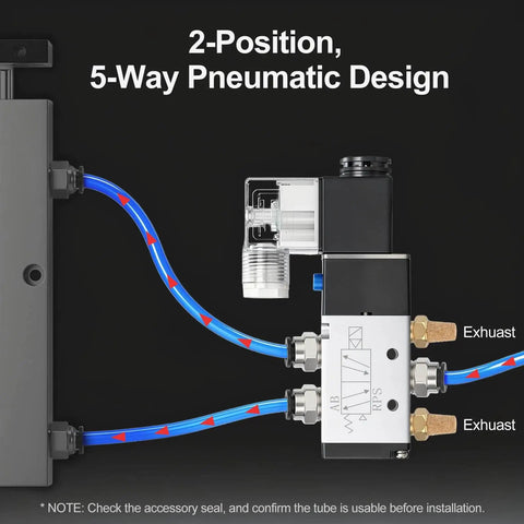 Diagram of 4 Station Solenoid Valve Manifold for Pneumatic Systems, 24V DC 5 Way 2 Position Air Valve, showing airflow paths.