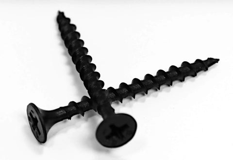 Two Six By One And Five Eighths Inch Black High Hardness Drywall Screws Coarse Thread Phillips Bugle Head Heavy Duty Fasteners