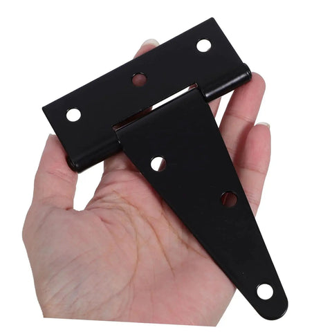 Heavy Duty Extended T Shape Gate Hinge For Wood Gates And Fences With High Load Capacity And Rock Solid Stability Easy Mounting Screws Included Durable Gate Hardware For Outdoor Yard And Farm Weather Resistant Finish in hand view