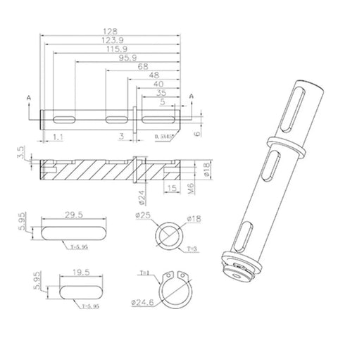 Technical drawing of Beefy Alloy Steel Short Output Shaft Gear Speed Reducer Kit with Seven Accessories for NMRV040 RV040 and Nema34 Stepper Motors