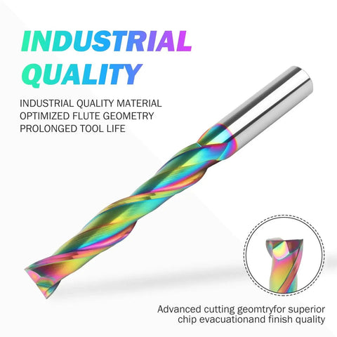 Extra Long Upcut Spiral Router Bit 5 Inch With 1/2 Inch Shank For CNC And Handheld Routers Solid Carbide 3 Inch Cutting Length TAC Coating