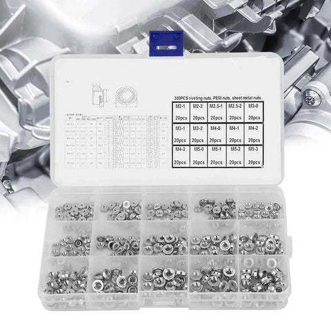 Pro Grade Self Clinching Nuts Kit With M2 M3 M4 M5 Stainless Steel Press Fit Fasteners And Broaching Tool, open portable case