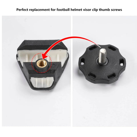 Two Pack Black Thumb Screws For Football Helmet Visor Clips, Compatible With SpeedFlex And Other Brands, Durable High Impact Plastic