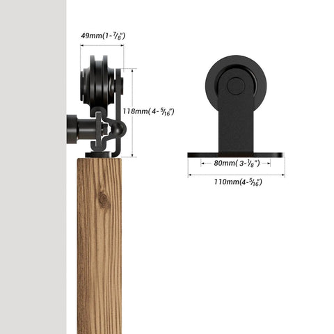 10 Ft Sliding Barn Door Hardware Kit For A Single Wood Door Heavy Duty Black T Shaped Track System installed on door