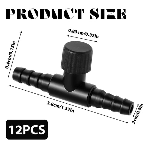 10 Piece Aquarium Air Control Valves For 3/16 Inch ID Airline Tubing Black T Shaped Single Way Flow Controllers in black