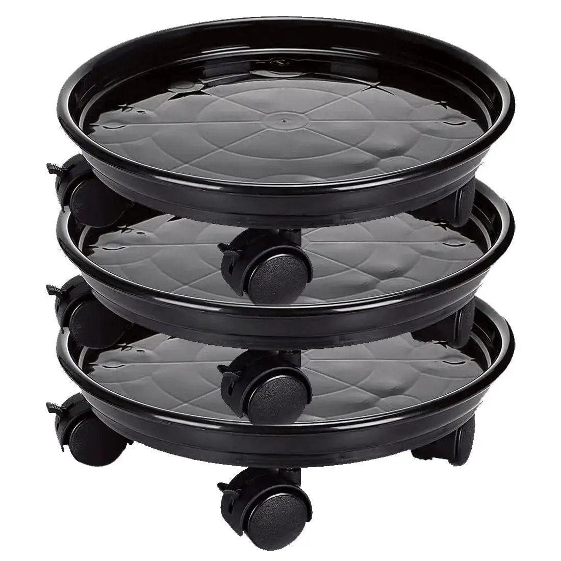 Three Pack Rolling Plant Caddies With Wheels For Round...