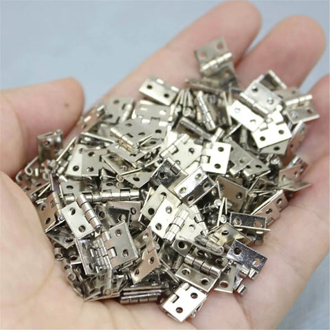 Miniature Brass Hinges Set With 20 Pieces 1 x 0.8 Cm Folding Butt Hinges Plus 80 Replacement Nails for cabinets and boxes