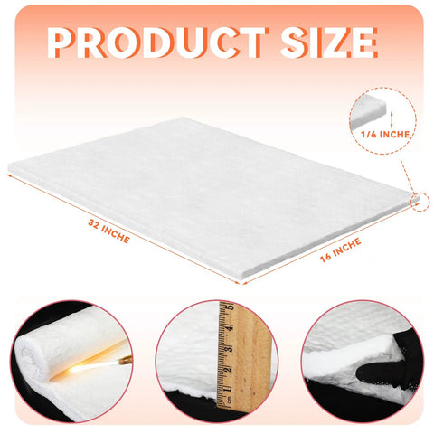 Ceramic fiber insulation blanket, Amylove 3 pcs, 32 x 16 x 0.25 in, high-temperature for furnace and kiln, Amazon brand