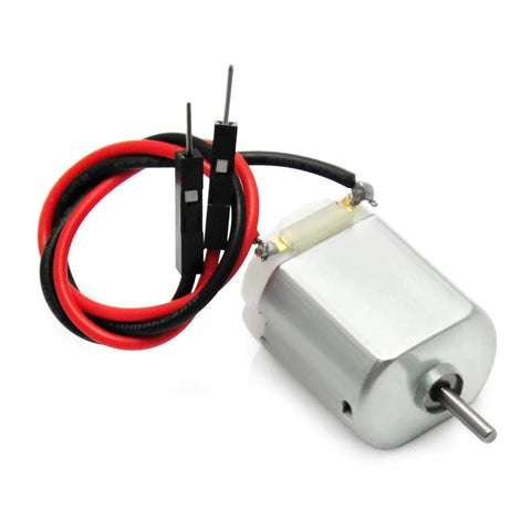 Compact 130 DC Motor with 2 mm shaft and wire leads for Arduino projects, part of Pack Of 6 By Gikfun 6 Inch Wire Leads Small 15x20 Mm Motors EK1450