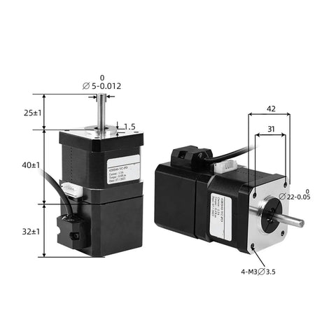 Stepper motors, 2 pcs, NEMA 23, 2-phase, 42HS40-YC-PD, 4-lead for CNC/3D printer