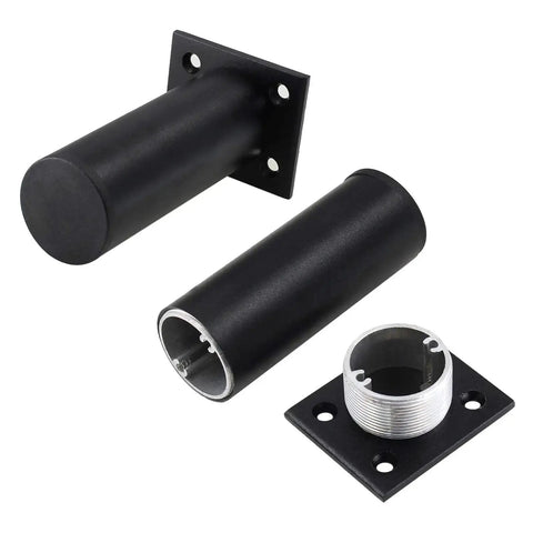 Set Of 4 4 Inch Adjustable Aluminum Furniture Legs With Screws; black, round feet for cabinets, tables, shelves; easy mount, stable support