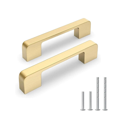 10 Pack 4 Inch Brushed Gold Cabinet Pulls Made From Solid Zinc Alloy For Kitchen Cabinets And Dresser Drawers Brushed Brass Hardware
