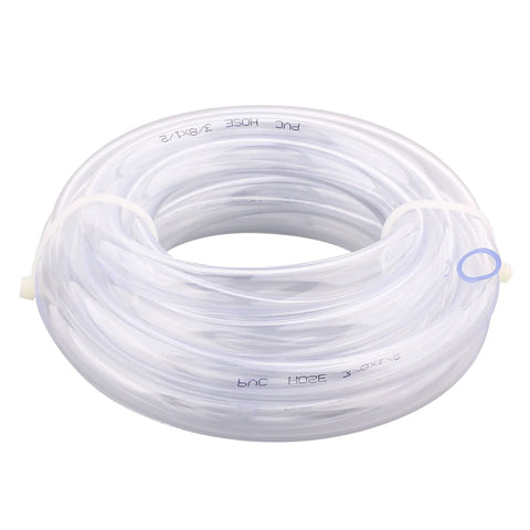 DERPIPE clear vinyl tubing, 3/8 in ID, 1/2 in OD, food-grade PVC hose with white end fittings, 10 ft length