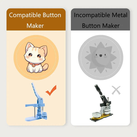 Comparison of compatible and incompatible button makers for 1.38 Inch Circle Paper Punch For Button Making, 35mm Die Cutter.