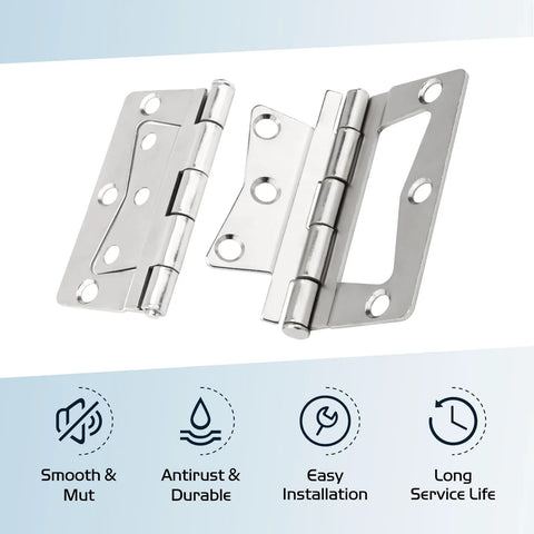 Four-pack stainless steel non-mortise butterfly hinges with mounting screws for RV/mobile home interior doors
