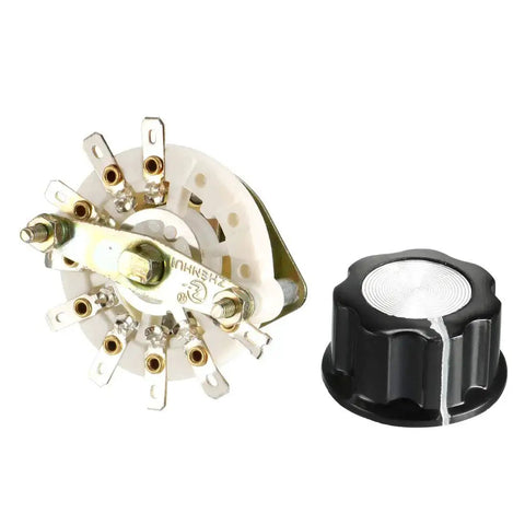 1 Pole 8 Throw Rotary Switch With Band Channel Selector And Plastic Knob, 9mm Mount Hole, 6mm Shaft Diameter, 12mm Shaft Length, 8 Position 1 Deck Switch For DIY Electronics Projects
