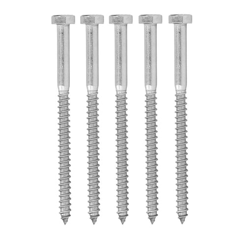 Beefy Stainless Steel Wood Hex Lag Self Tapping Screws M8x120MM With Half Thread And Integrated Design for easy install