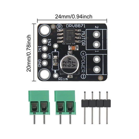 Top view of Three Pack DRV8871 DC Motor H Bridge Breakout Board For Brushed Motors 6.5V To 45V Up To Three Point Six Amp Max PWM Control