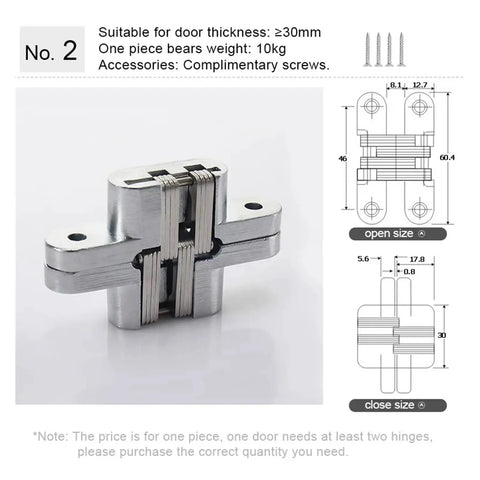 180 Degree Concealed Hinge For Folding Doors And Screens Beefy Heavy Duty Hidden Door Hardware With Zinc Alloy Body And Stainless Steel Bearings Number 2 Hinge Ideal For Glass Doors And Invisible Panels