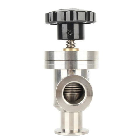 KF25 stainless steel high-vacuum manual right-angle isolation valve with black knob
