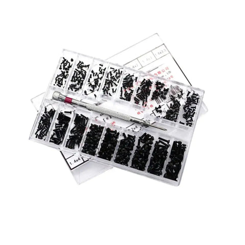 Handy Miniature Screw Set With 18 Different Countersunk Flat Screws For Glasses, Watches And Small DIY Projects in storage box