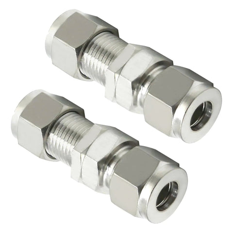OD straight connector adapters, 2-pack, 304 stainless steel, 3/8 inch compression tube fittings