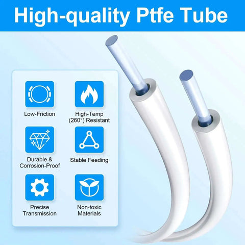 5 Meter PTFE Tube For 1.75mm Filament Bowden Tube With Cutter 2.5mm ID By 4mm OD Heat Resistant To 260C features chart