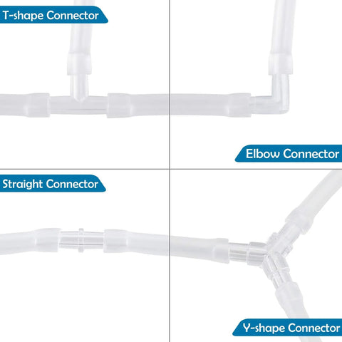 Pawfly aquarium tubing connectors set with T, straight, elbow and Y shapes; clear plastic inline adapters, 40-piece