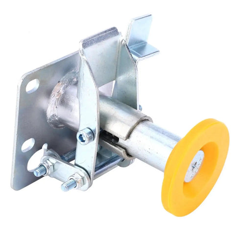 Side view of floor lock for carts with brake function, manganese steel construction, yellow TPU anti-slip pad, 3 to 4 inch casters.