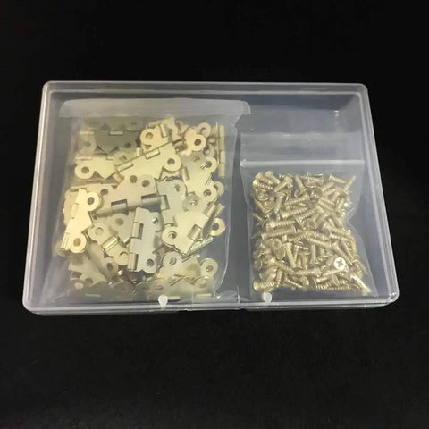 Antique Brass Mini Butterfly Hinges With 200 Screws For Wooden Boxes And Jewelry Chests 50 Pieces 20x17mm in plastic case