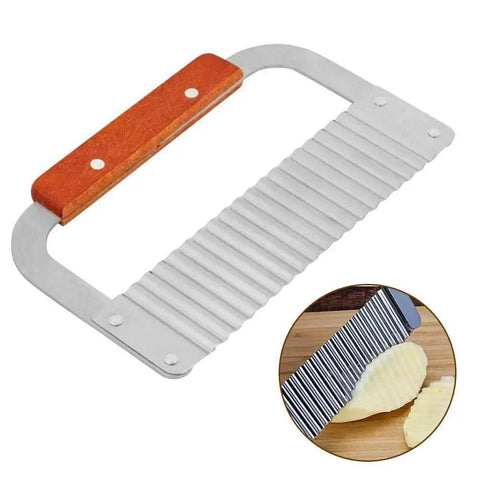 Wavy Soap Cutter With Stainless Steel Crinkle Blade And Ergonomic Hardwood Handle For A Versatile Kitchen Wave Slicer
